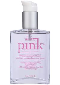 Pink 4oz Glass Bottle Silicone Lubricant