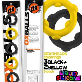 Gearheads 5 Pack Spinner Rings - Yellow Black