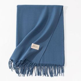 Pure Color Artificial Cashmere Scarf Women's Winter High-grade Shawl (Option: 57 Denim Blue-70x200cm)
