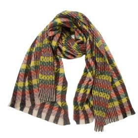 European And American Autumn And Winter Bristle Short Beard Small Plaid Scarf Shawl (Option: 04Yellow Orange-185x65CM)