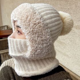 Multifunctional Hat Scarf One-piece Hat Neck Protection Bandana Warm (Option: Beige)