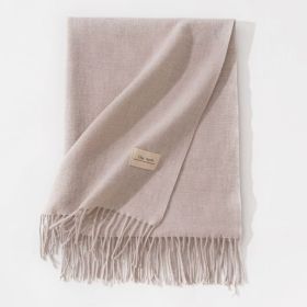 Pure Color Artificial Cashmere Scarf Women's Winter High-grade Shawl (Option: 41 Clip Flower Beige-70x200cm)
