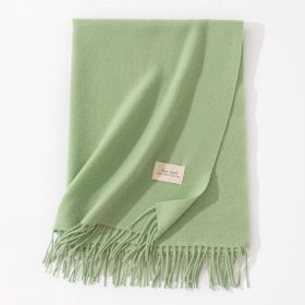 Pure Color Artificial Cashmere Scarf Women's Winter High-grade Shawl (Option: 43 Grass Green-70x200cm)