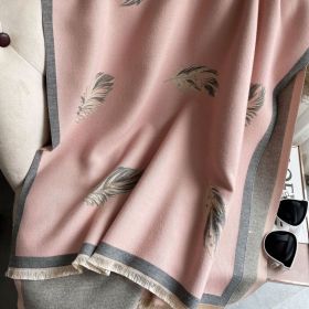 Cashmere-like Short Beard Tassel Thickened Warm Shawl Scarf (Option: D1001 Gray Pink-180x65cm)