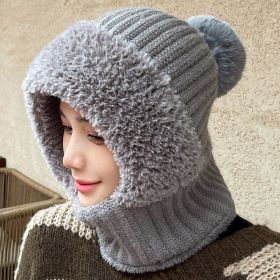 Multifunctional Hat Scarf One-piece Hat Neck Protection Bandana Warm (Option: Gray)