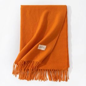 Pure Color Artificial Cashmere Scarf Women's Winter High-grade Shawl (Option: 7 Pumpkin Yellow-70x200cm)