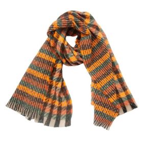 European And American Autumn And Winter Bristle Short Beard Small Plaid Scarf Shawl (Option: 05Orange-185x65CM)