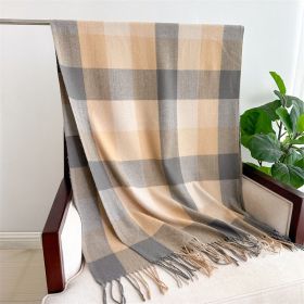 Thick Warm Outer Shawl Tassel South Korea Artificial Cashmere Scarf (Option: WT72 8 Camel Color-200x66CM With Tassels)