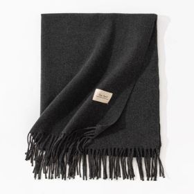 Pure Color Artificial Cashmere Scarf Women's Winter High-grade Shawl (Option: 36 Clip Colored Dark Gray-70x200cm)
