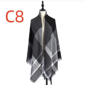 Women's Cashmere-like Plus-sized Double-sided Qicaigei Scarf Shawl (Option: C8-140X140CM)