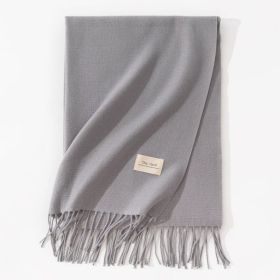 Pure Color Artificial Cashmere Scarf Women's Winter High-grade Shawl (Option: 55 Silver Gray-70x200cm)