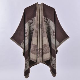 Autumn And Winter Scarf Versatile Lattice Ladies Travel Shawl (Option: Flower Coffee-130x150CM)