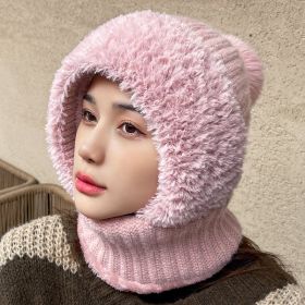 Multifunctional Hat Scarf One-piece Hat Neck Protection Bandana Warm (Option: Pink)