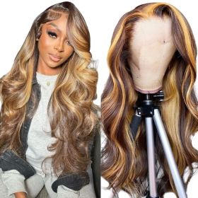 P4 27 Highlight 13x4 Lace Front Human Hair Wig, Body Wave Wig, 150 Density (Option: 18 inch)