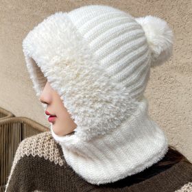 Multifunctional Hat Scarf One-piece Hat Neck Protection Bandana Warm (Option: White)