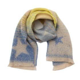 European And American Autumn And Winter Circle Yarn Jacquard Gradient Color Five-pointed Star Scarf (Option: 03Yellow Orange Blue-190x40cm)