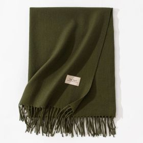 Pure Color Artificial Cashmere Scarf Women's Winter High-grade Shawl (Option: 44 Olive Green-70x200cm)