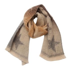 European And American Autumn And Winter Circle Yarn Jacquard Gradient Color Five-pointed Star Scarf (Option: 01M Coffee Gray-190x40cm)