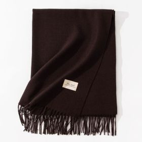 Pure Color Artificial Cashmere Scarf Women's Winter High-grade Shawl (Option: 53 Dark Brown-70x200cm)