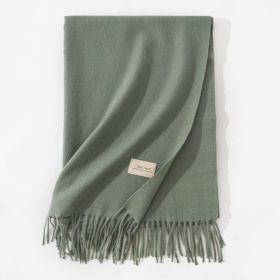 Pure Color Artificial Cashmere Scarf Women's Winter High-grade Shawl (Option: 17 Morandi Green-70x200cm)
