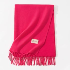 Pure Color Artificial Cashmere Scarf Women's Winter High-grade Shawl (Option: 51 Rose Red-70x200cm)