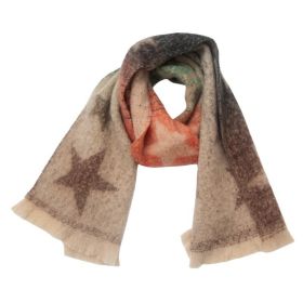 European And American Autumn And Winter Circle Yarn Jacquard Gradient Color Five-pointed Star Scarf (Option: 07Black And Green Card-190x40cm)