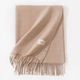 Pure Color Artificial Cashmere Scarf Women's Winter High-grade Shawl (Option: 38 Cream Color With Blossom-70x200cm)