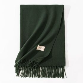 Pure Color Artificial Cashmere Scarf Women's Winter High-grade Shawl (Option: 15 Dark Green-70x200cm)