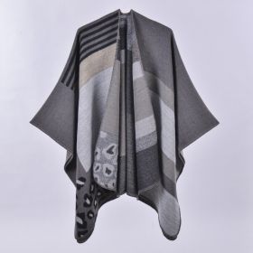 Autumn And Winter Scarf Versatile Lattice Ladies Travel Shawl (Option: Leopard Print Black-130x150CM)
