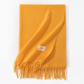 Pure Color Artificial Cashmere Scarf Women's Winter High-grade Shawl (Option: 56 Ginkgo Yellow-70x200cm)
