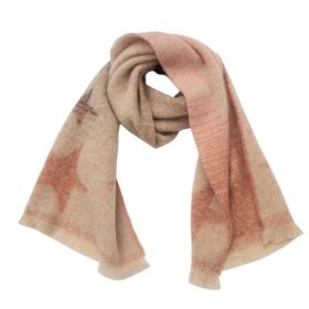 European And American Autumn And Winter Circle Yarn Jacquard Gradient Color Five-pointed Star Scarf (Option: 08Pink Black-190x40cm)