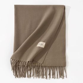 Pure Color Artificial Cashmere Scarf Women's Winter High-grade Shawl (Option: 52 Dark Pea Green-70x200cm)