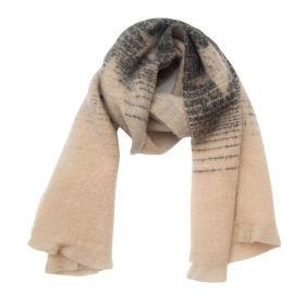 European And American Autumn And Winter Circle Yarn Jacquard Gradient Color Five-pointed Star Scarf (Option: 04 Gray Black Rice-190x40cm)