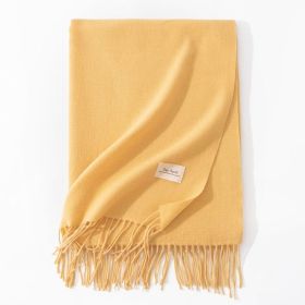 Pure Color Artificial Cashmere Scarf Women's Winter High-grade Shawl (Option: 6 Light Yellow-70x200cm)