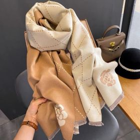 Camellia Artificial Cashmere Scarf Thick Warm Scarf (Option: Khaki)