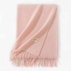 Pure Color Artificial Cashmere Scarf Women's Winter High-grade Shawl (Option: 4 Pink-70x200cm)