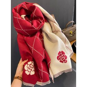 Camellia Artificial Cashmere Scarf Thick Warm Scarf (Option: Red)