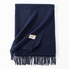 Pure Color Artificial Cashmere Scarf Women's Winter High-grade Shawl (Option: 12 Navy Blue-70x200cm)