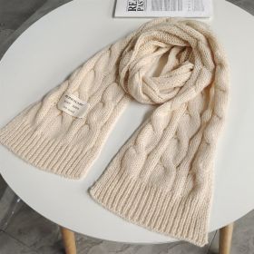 Sweet Labeling 8-word Twist Apricot Small Scarf (Option: Beige)