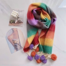 Rainbow Dopamine Mohair Tassel Scarf (Option: 1color-Above 175cm)