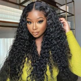 13x5 Lace Front,Water Wave,Middle Part,Natural Color,Human Hair Wig (Option: 18 inch)