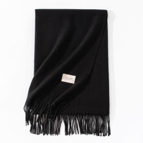 Pure Color Artificial Cashmere Scarf Women's Winter High-grade Shawl (Option: 10 Black-70x200cm)