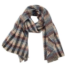 European And American Autumn And Winter Bristle Short Beard Small Plaid Scarf Shawl (Option: 07Wine Red-185x65CM)