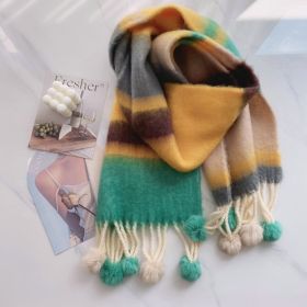 Rainbow Dopamine Mohair Tassel Scarf (Option: 4color-Above 175cm)